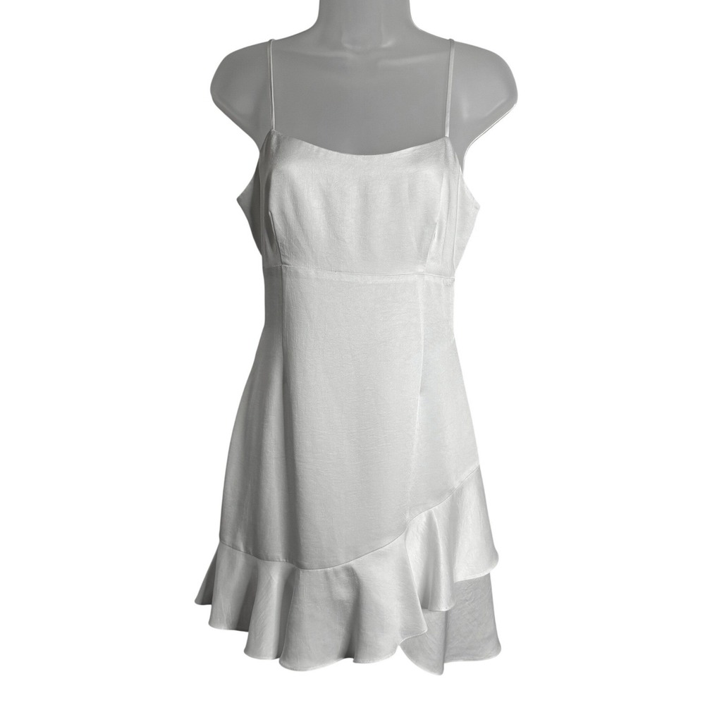 Lovers + Friends | White Mini Dress Open Back Ruffle Hem Cocktail Bridal | M - Picture 2 of 8